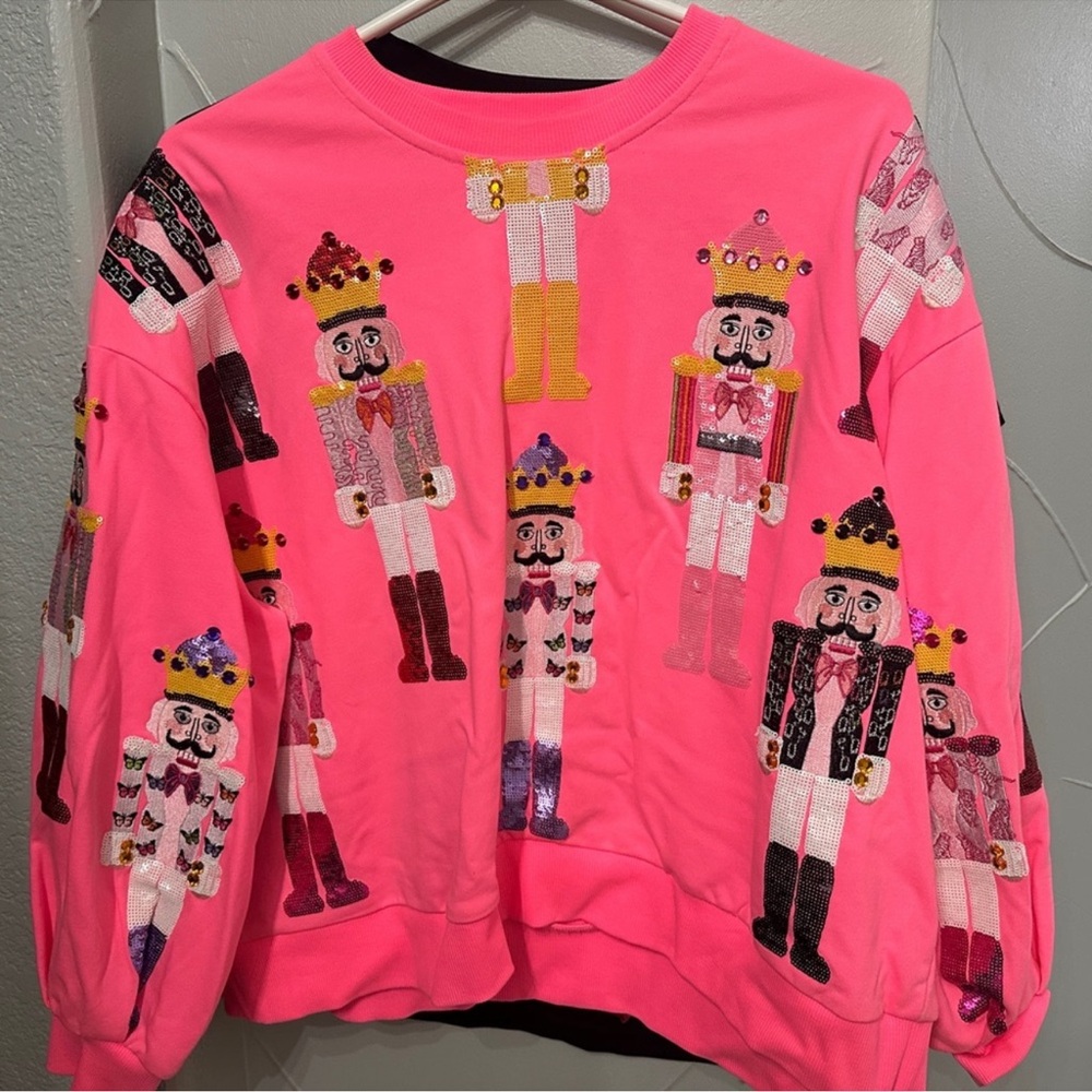 Queen of Sparkles XS Hot pink nutcracker sweater. In EUC.